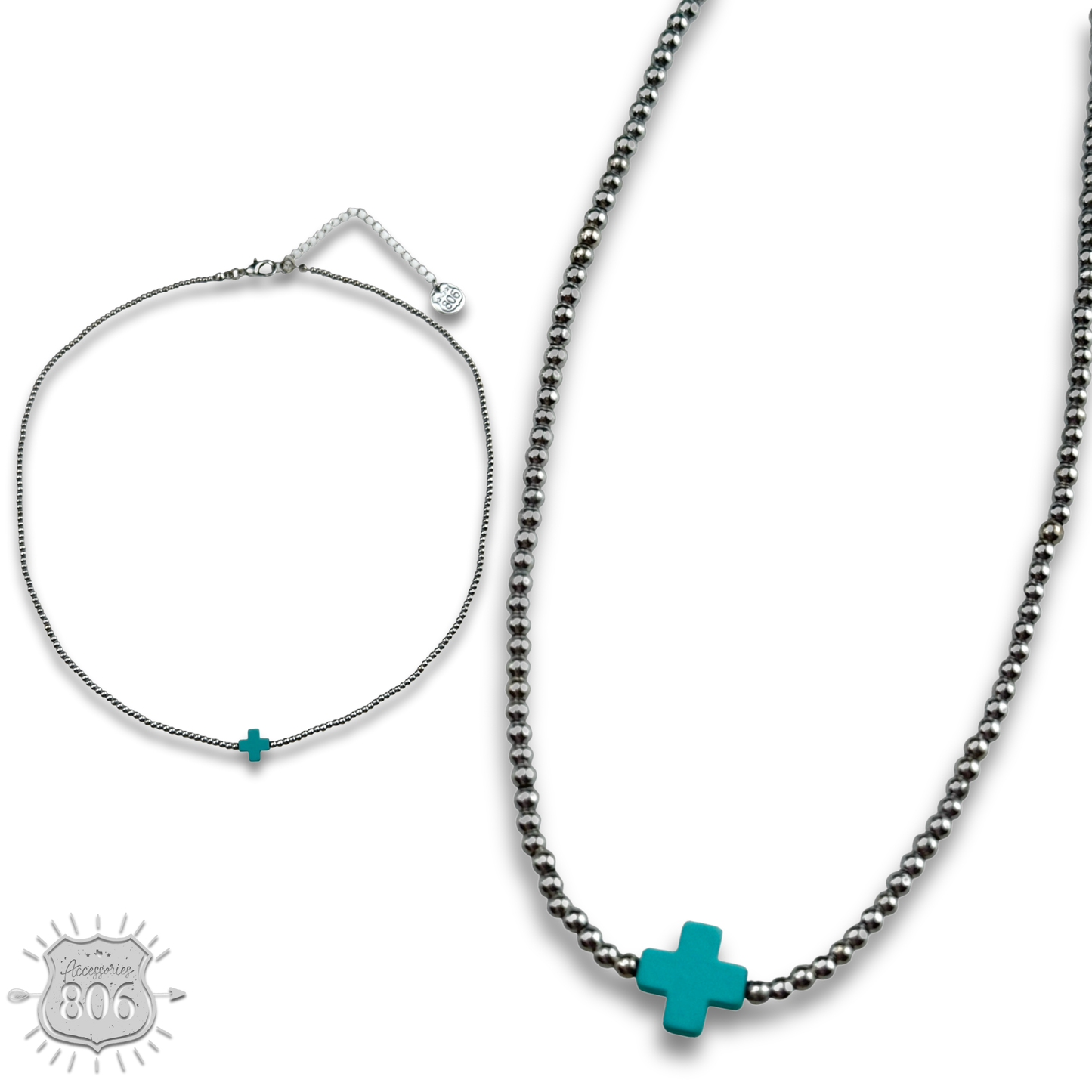 Cross beaded layering necklace