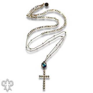 Gold chain and cross necklace with Austrian crystal