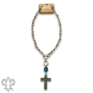 Gold chain and toggle cross necklace with Austrian crystal