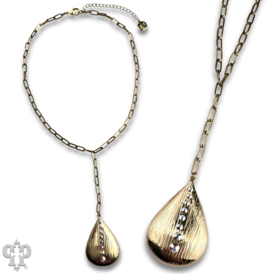 Large raindrop pendant necklace with Austrian crystals