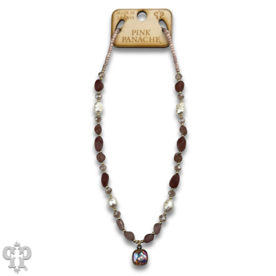 Quartz and freshwater pearl necklace with Austrian crystal
