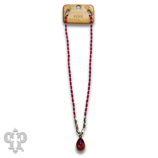 Rice bead necklace with teardrop Austrian crystal