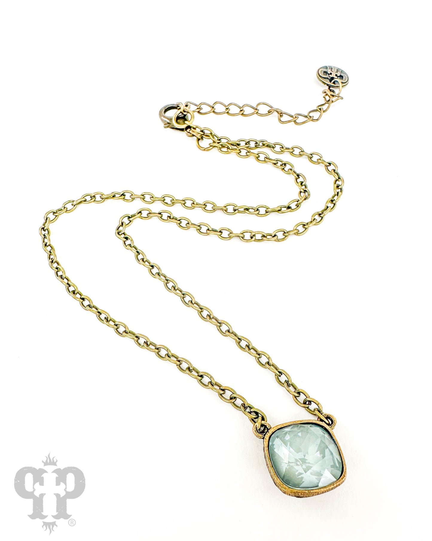 Austrian square crystal chain necklace, 12mm