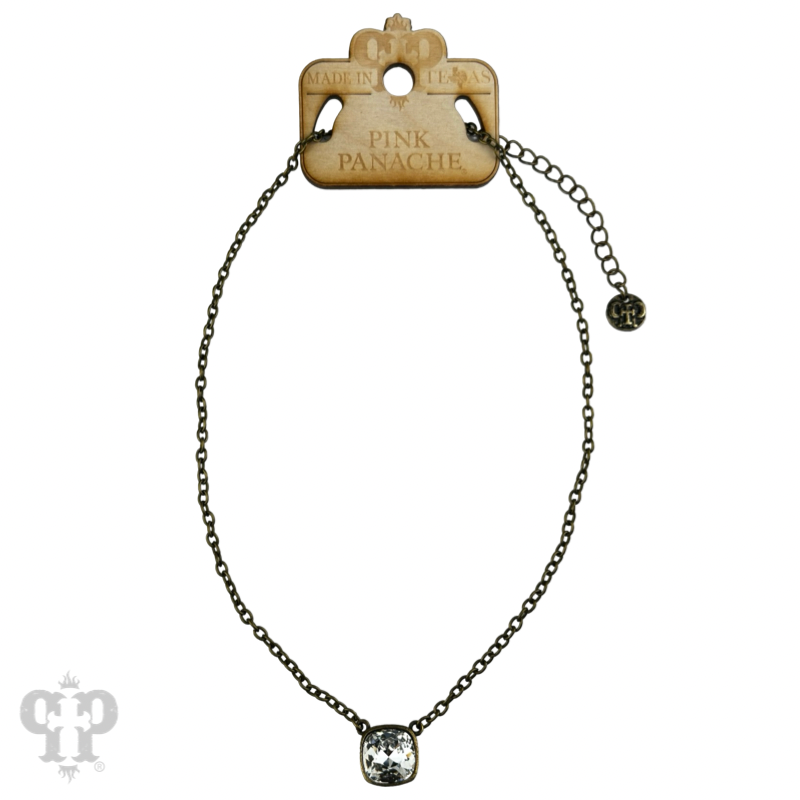 Austrian square crystal chain necklace, 12mm