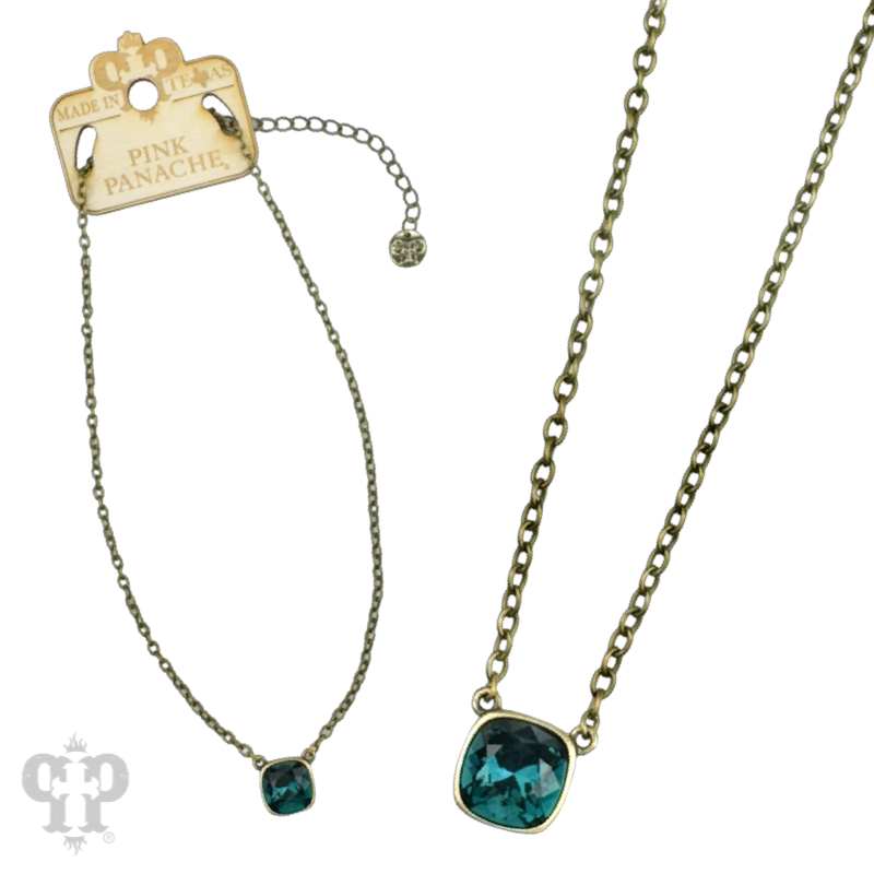 Austrian square crystal chain necklace, 12mm