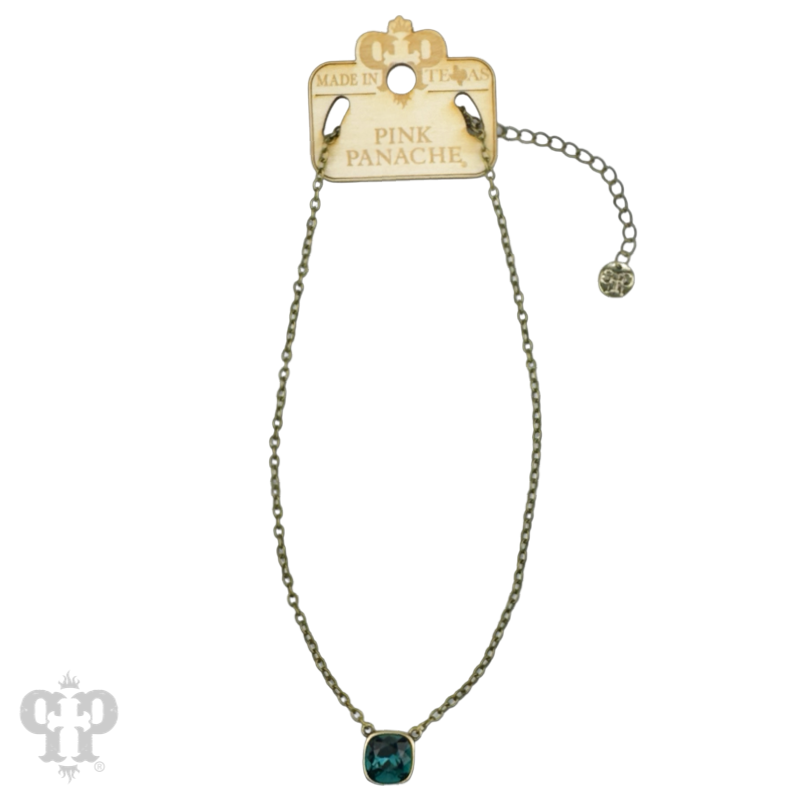 Austrian square crystal chain necklace, 12mm