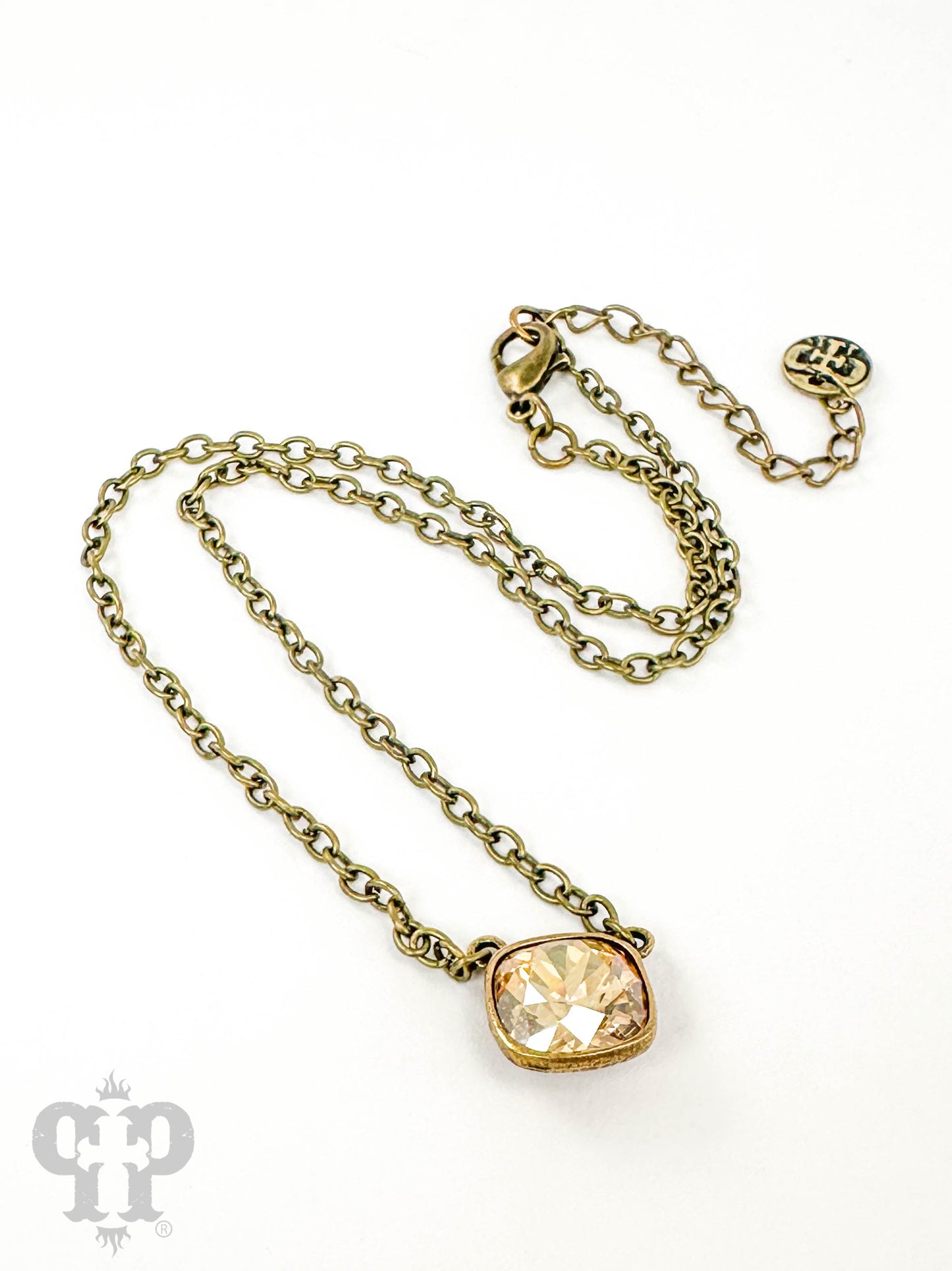 Austrian square crystal chain necklace, 12mm