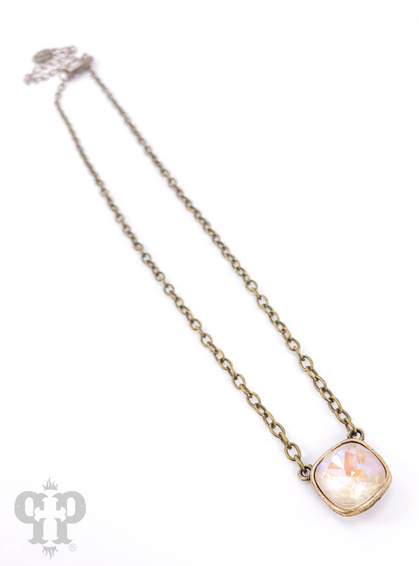 Austrian square crystal chain necklace, 12mm