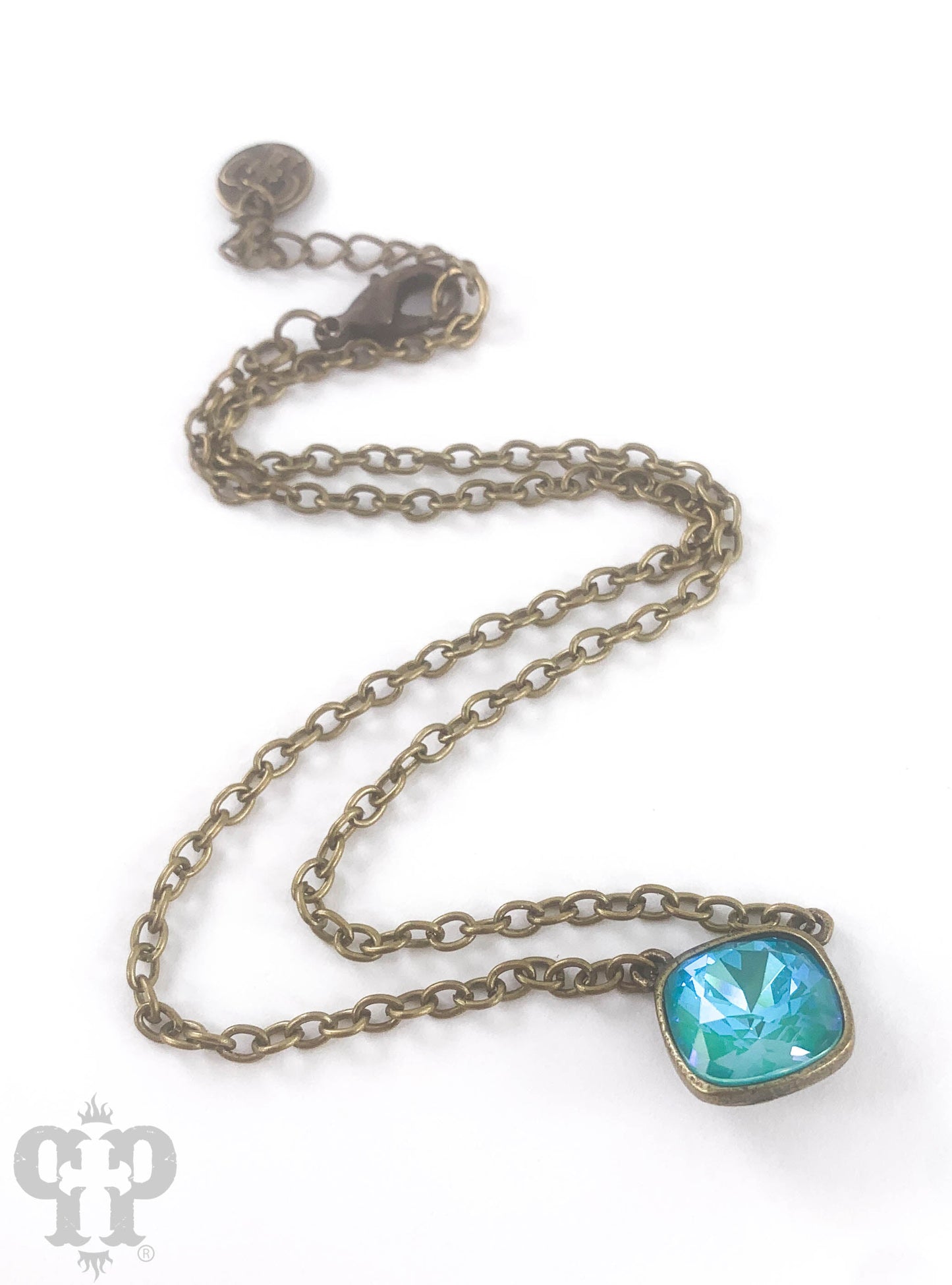 Austrian square crystal chain necklace, 12mm