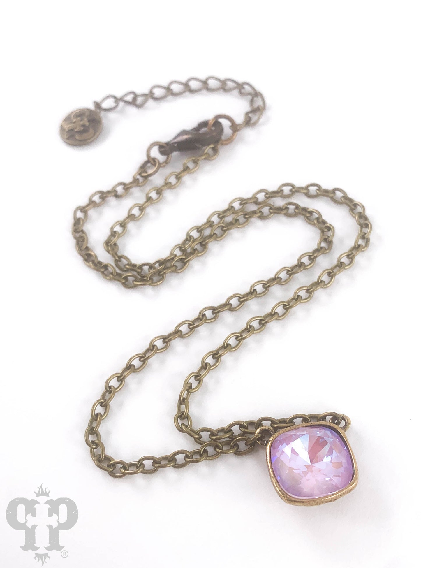 Austrian square crystal chain necklace, 12mm
