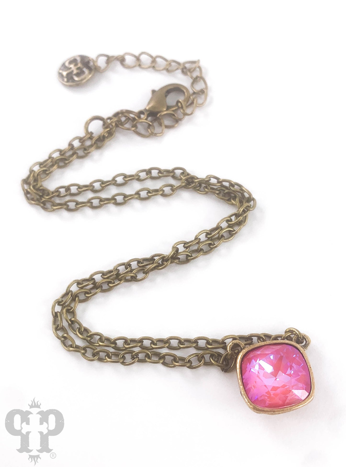 Austrian square crystal chain necklace, 12mm