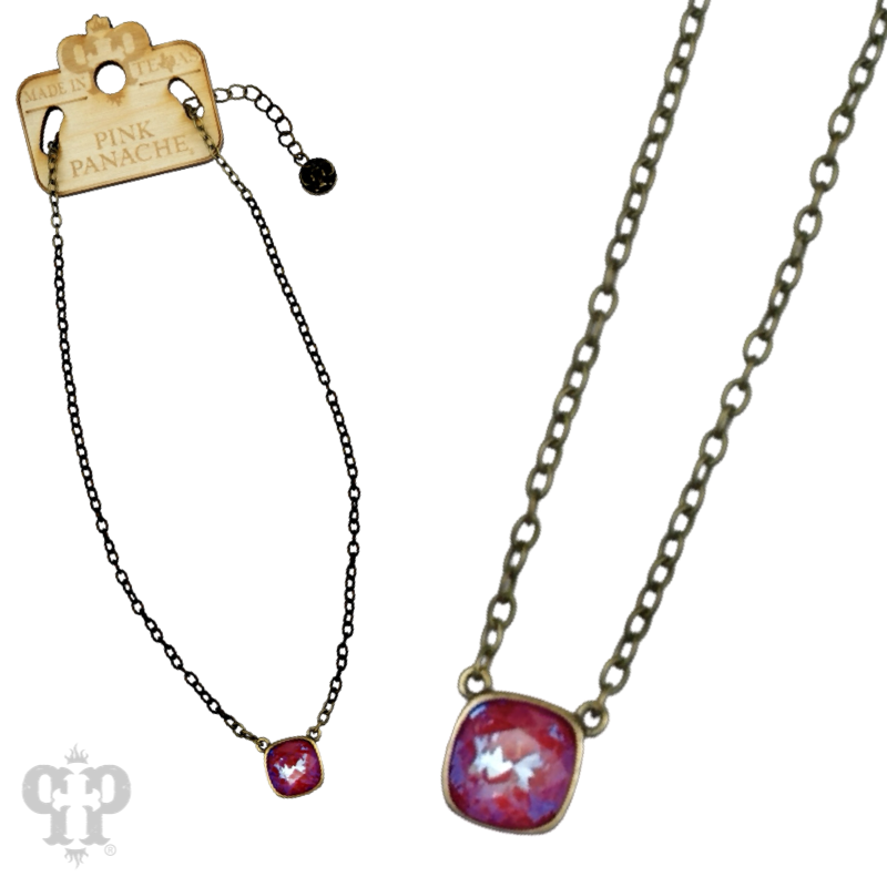 Austrian square crystal chain necklace, 12mm