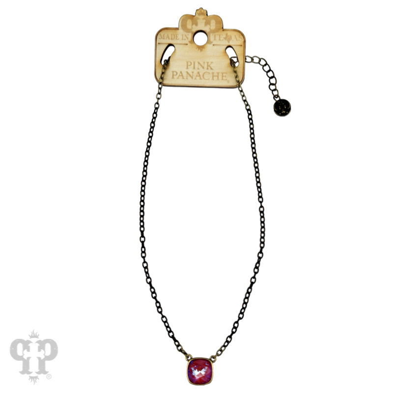 Austrian square crystal chain necklace, 12mm