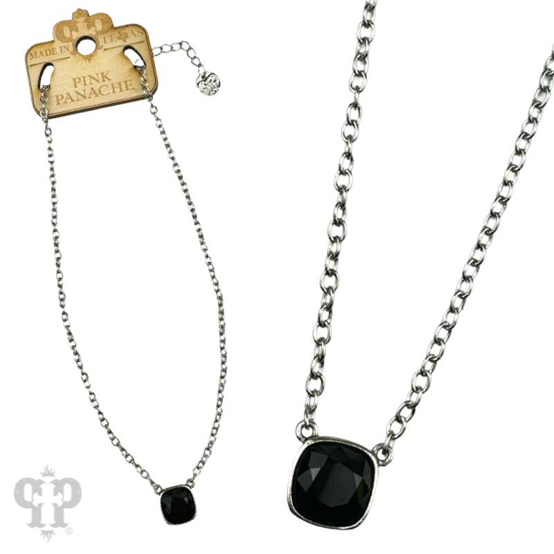 Austrian square crystal chain necklace, 12mm