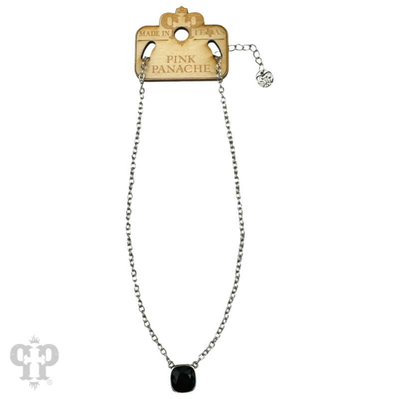 Austrian square crystal chain necklace, 12mm
