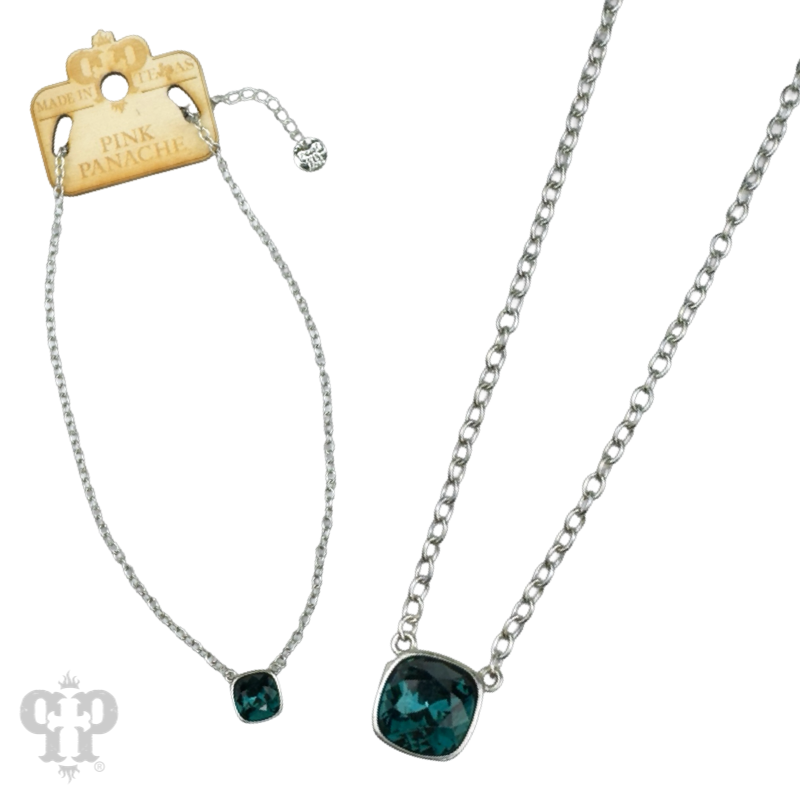 Austrian square crystal chain necklace, 12mm