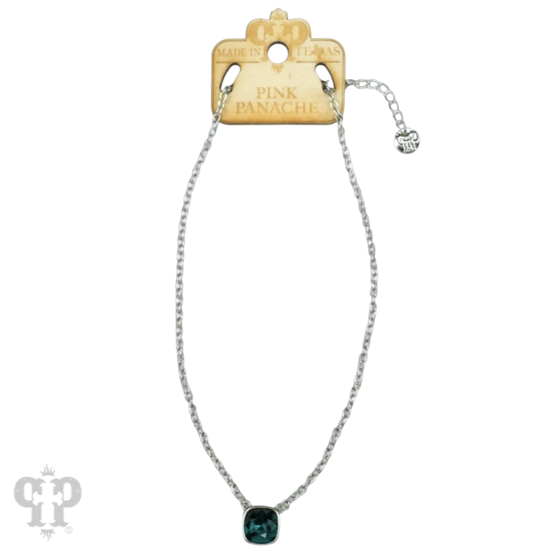 Austrian square crystal chain necklace, 12mm
