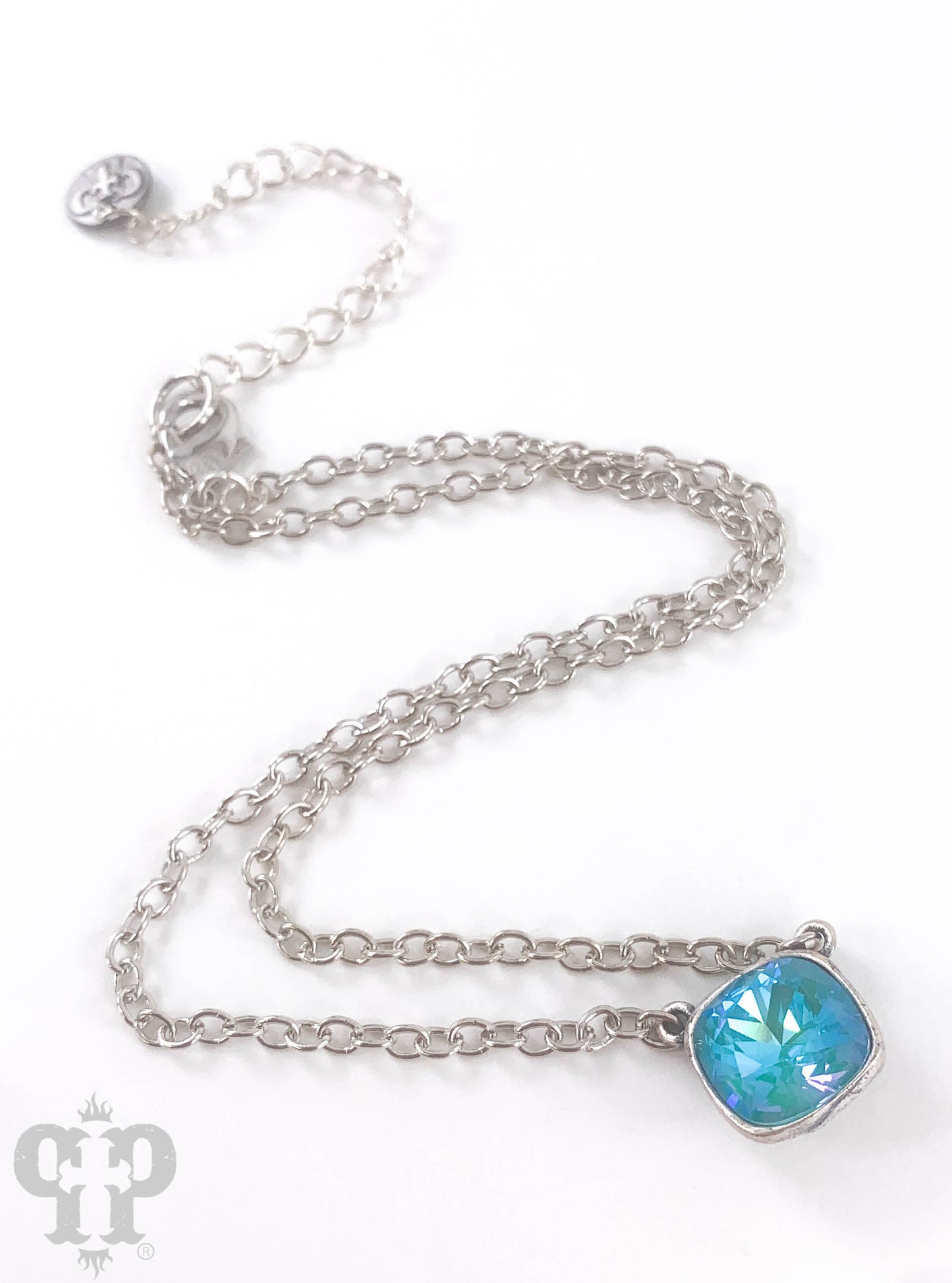 Austrian square crystal chain necklace, 12mm