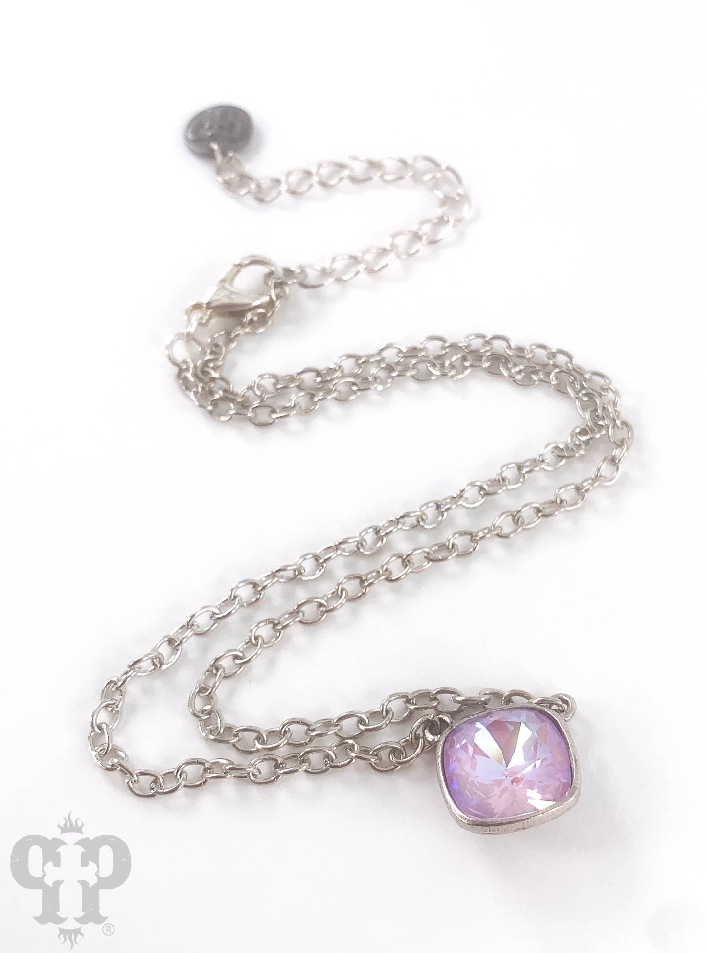 Austrian square crystal chain necklace, 12mm