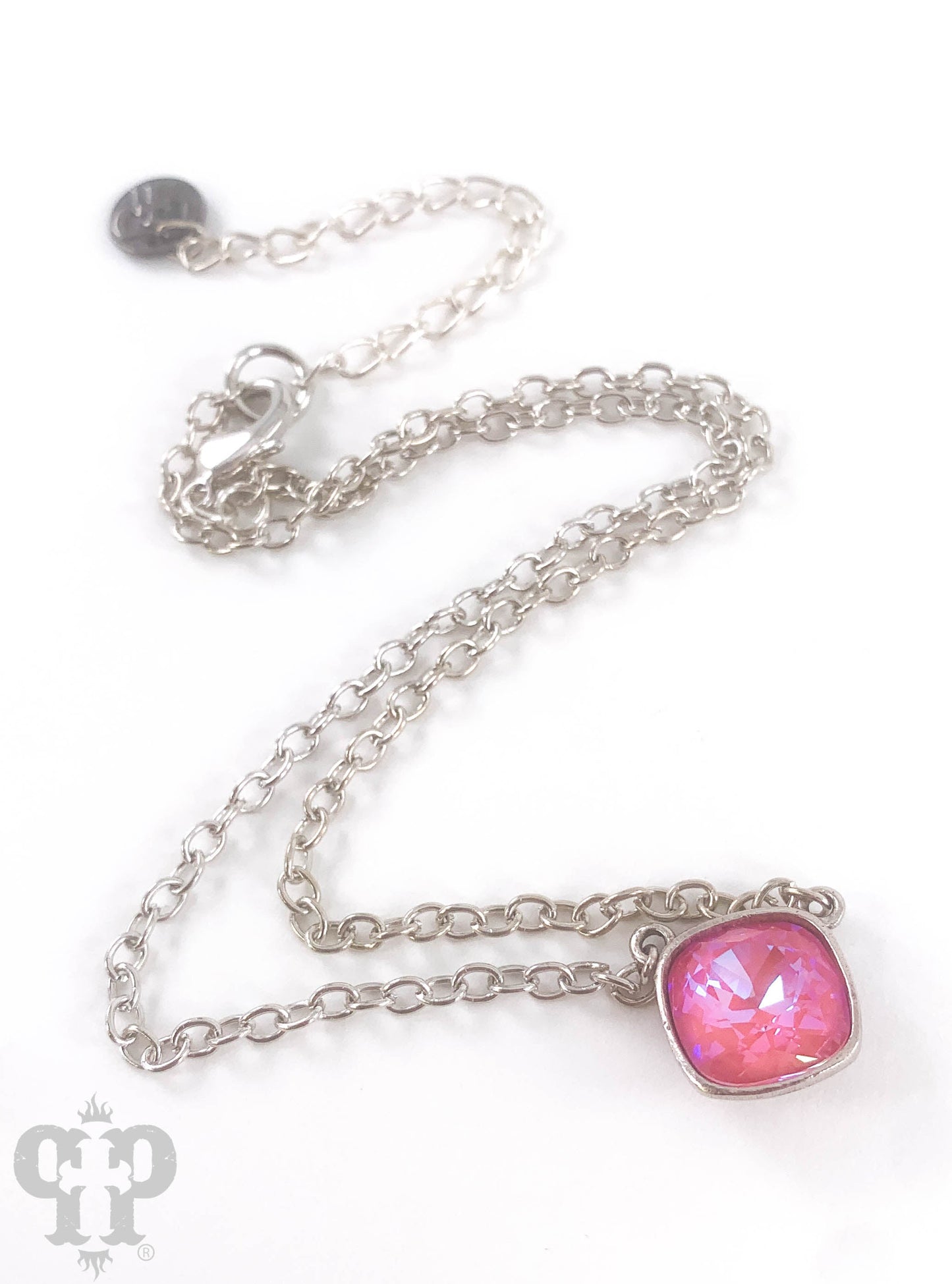 Austrian square crystal chain necklace, 12mm