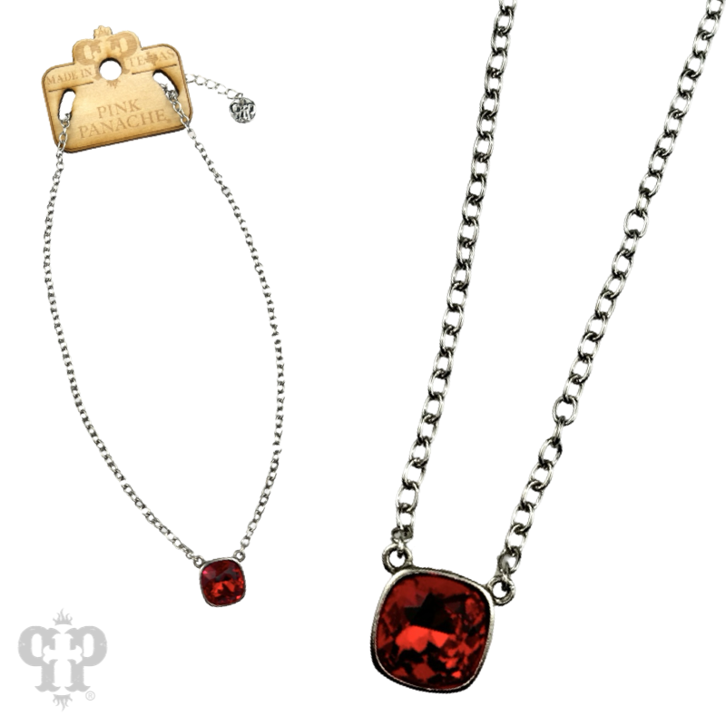 Austrian square crystal chain necklace, 12mm