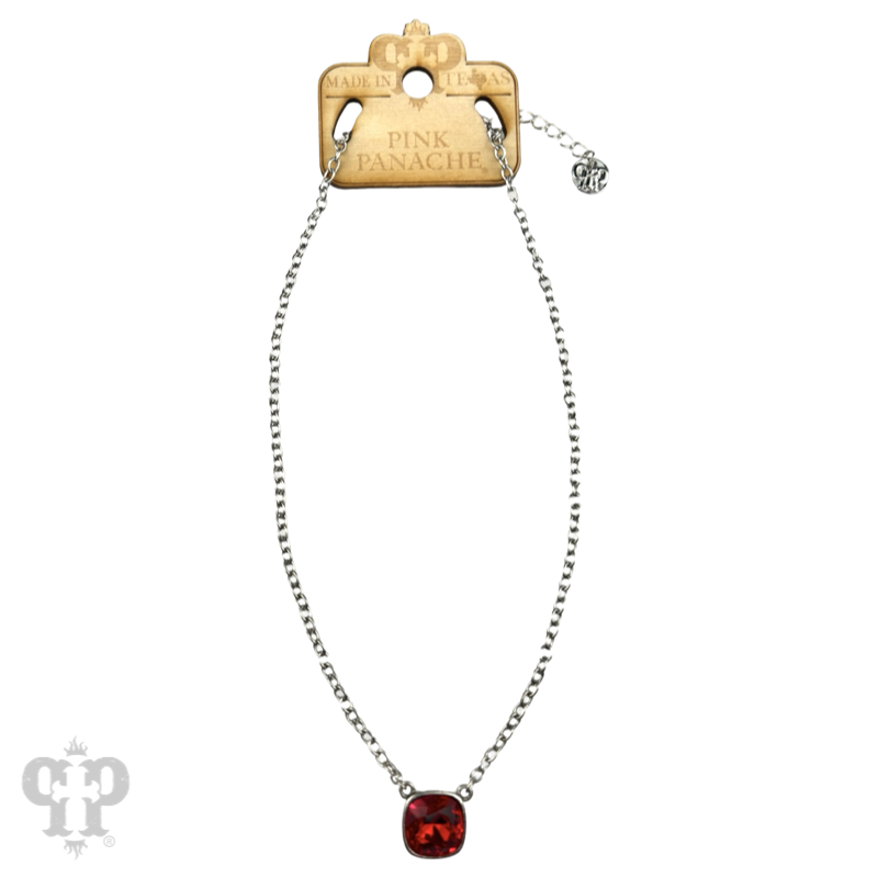Austrian square crystal chain necklace, 12mm
