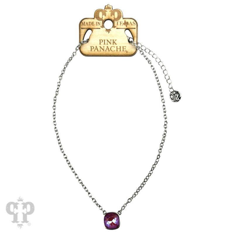 Austrian square crystal chain necklace, 12mm