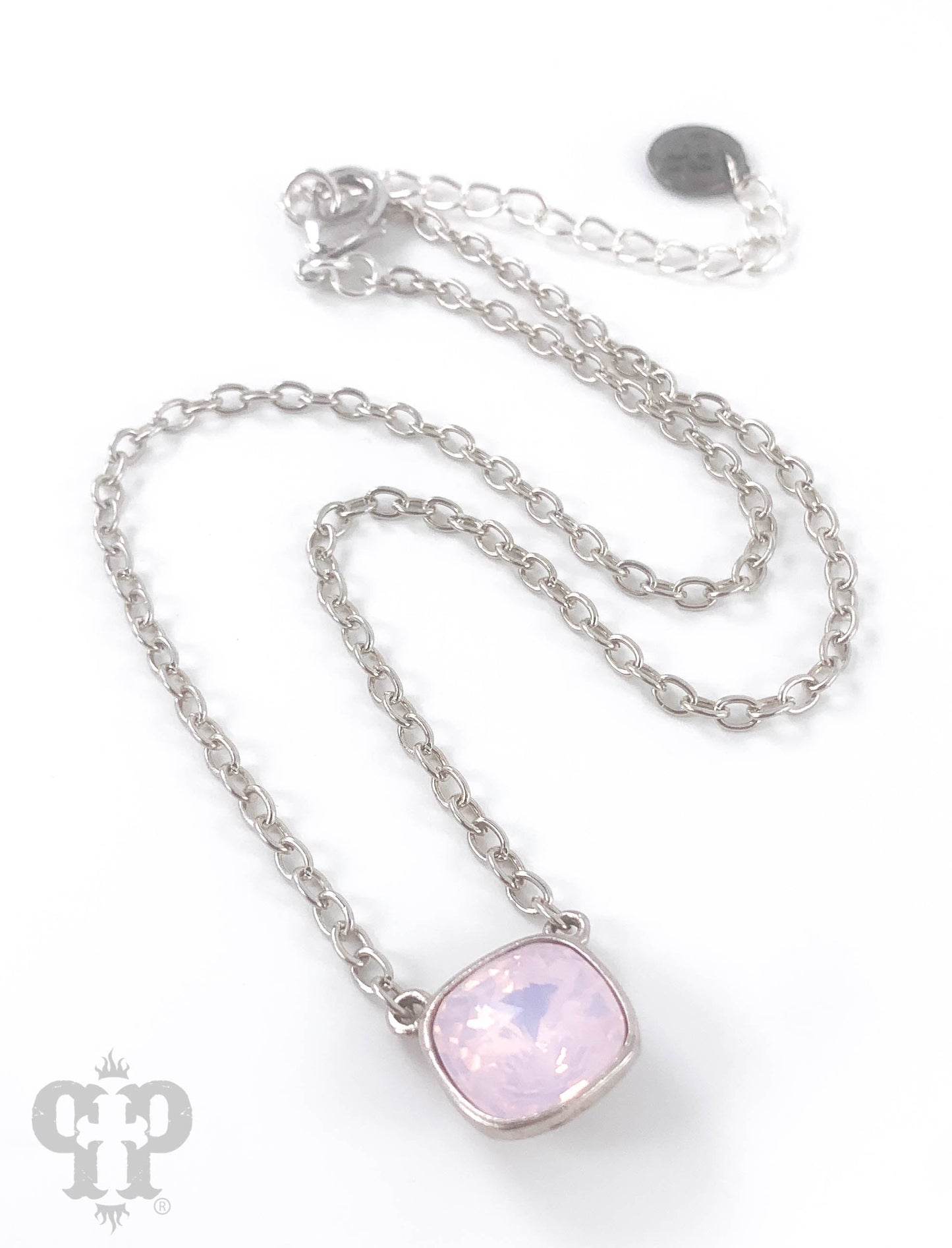 Austrian square crystal chain necklace, 12mm