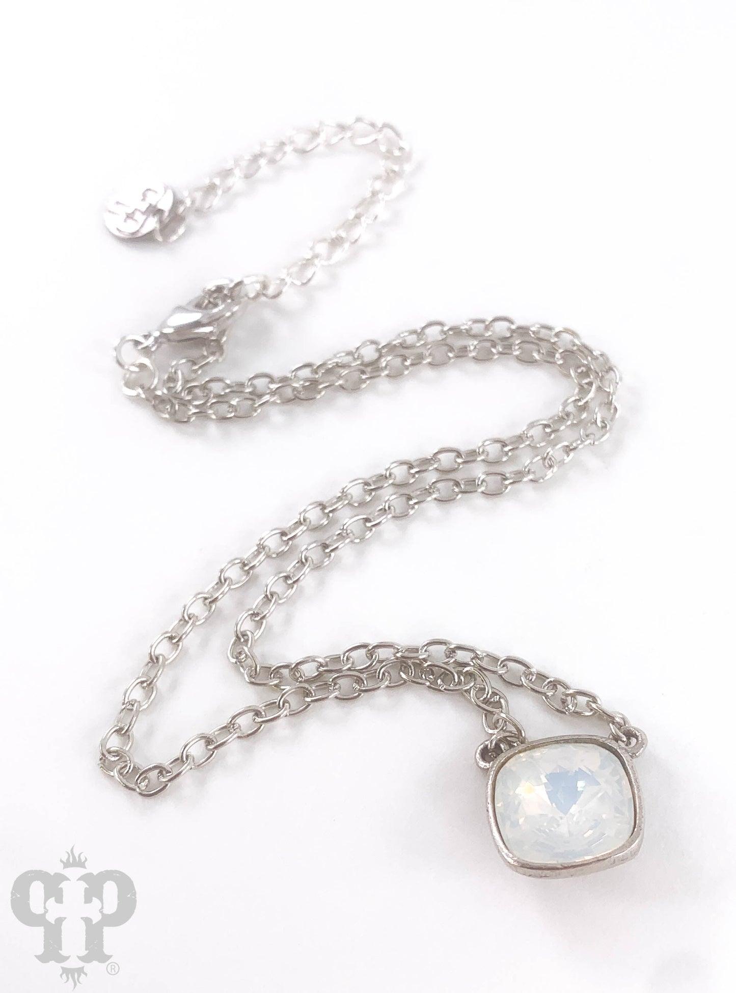 Austrian square crystal chain necklace, 12mm