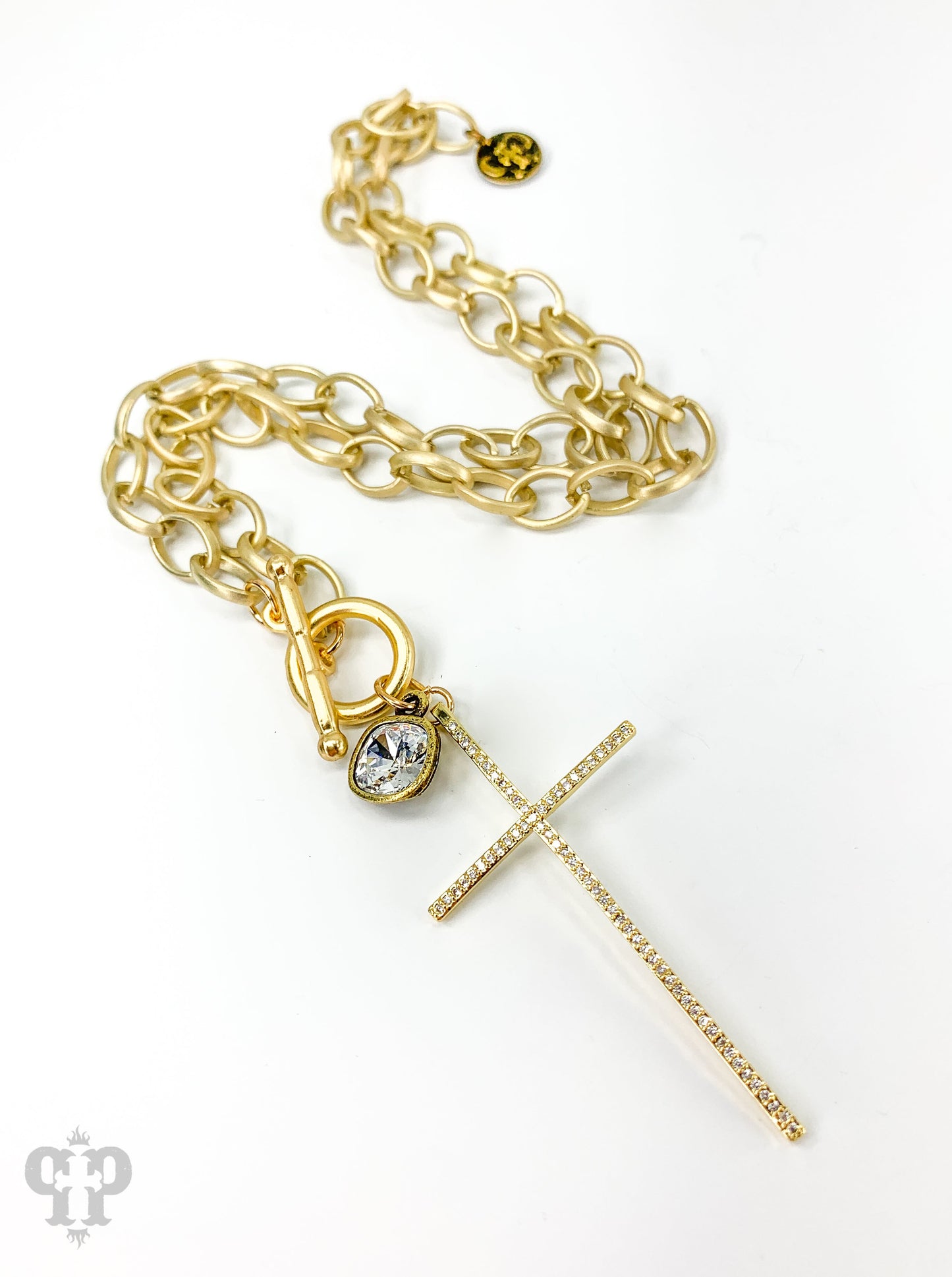 Pave rhinestone cross pendant necklace, Austrian crystal