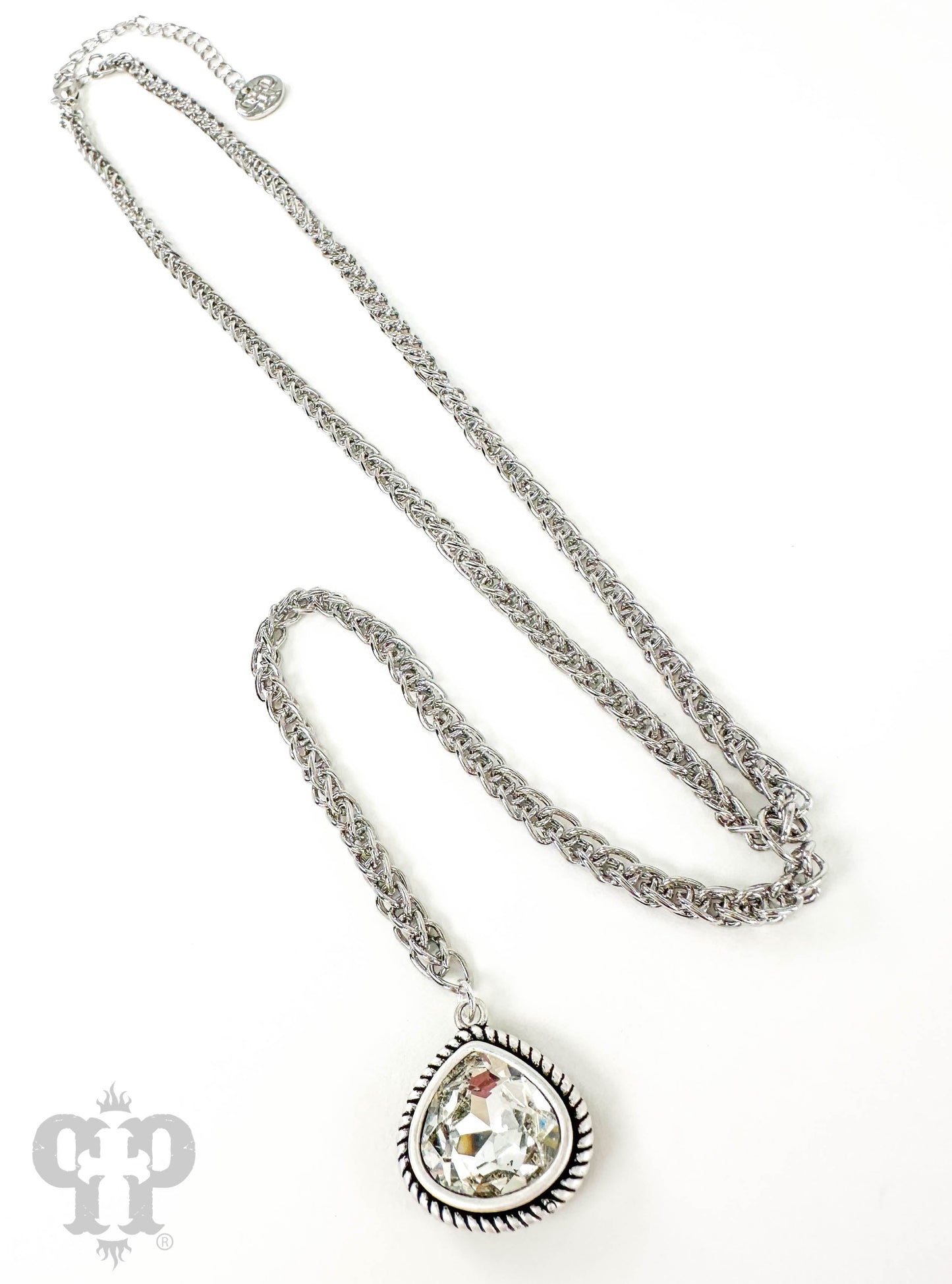 Y-chain necklace with crystal drop