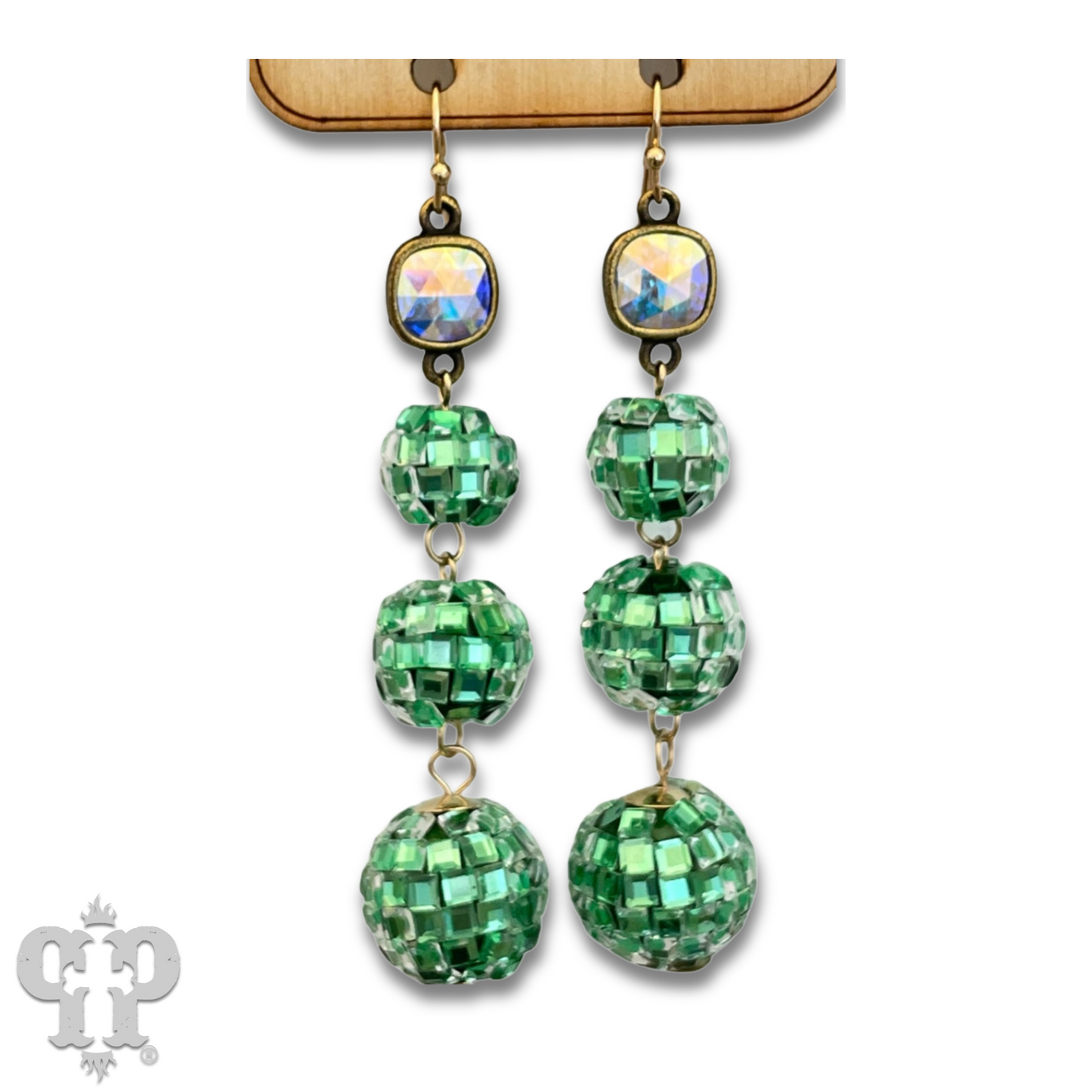 Mirrored disco ball earring with Austrian crystal