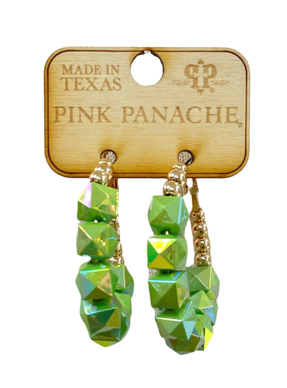 Iridescent acrylic bead hoop earring