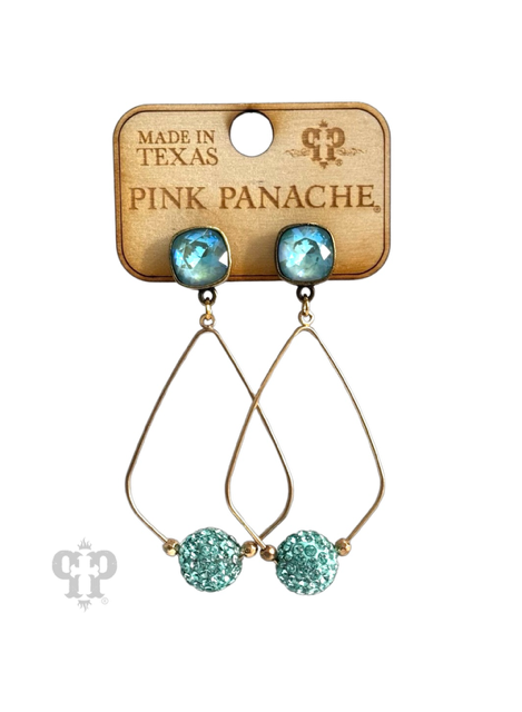 Pave rhinestone bead teardrop earring with Austrian crystal
