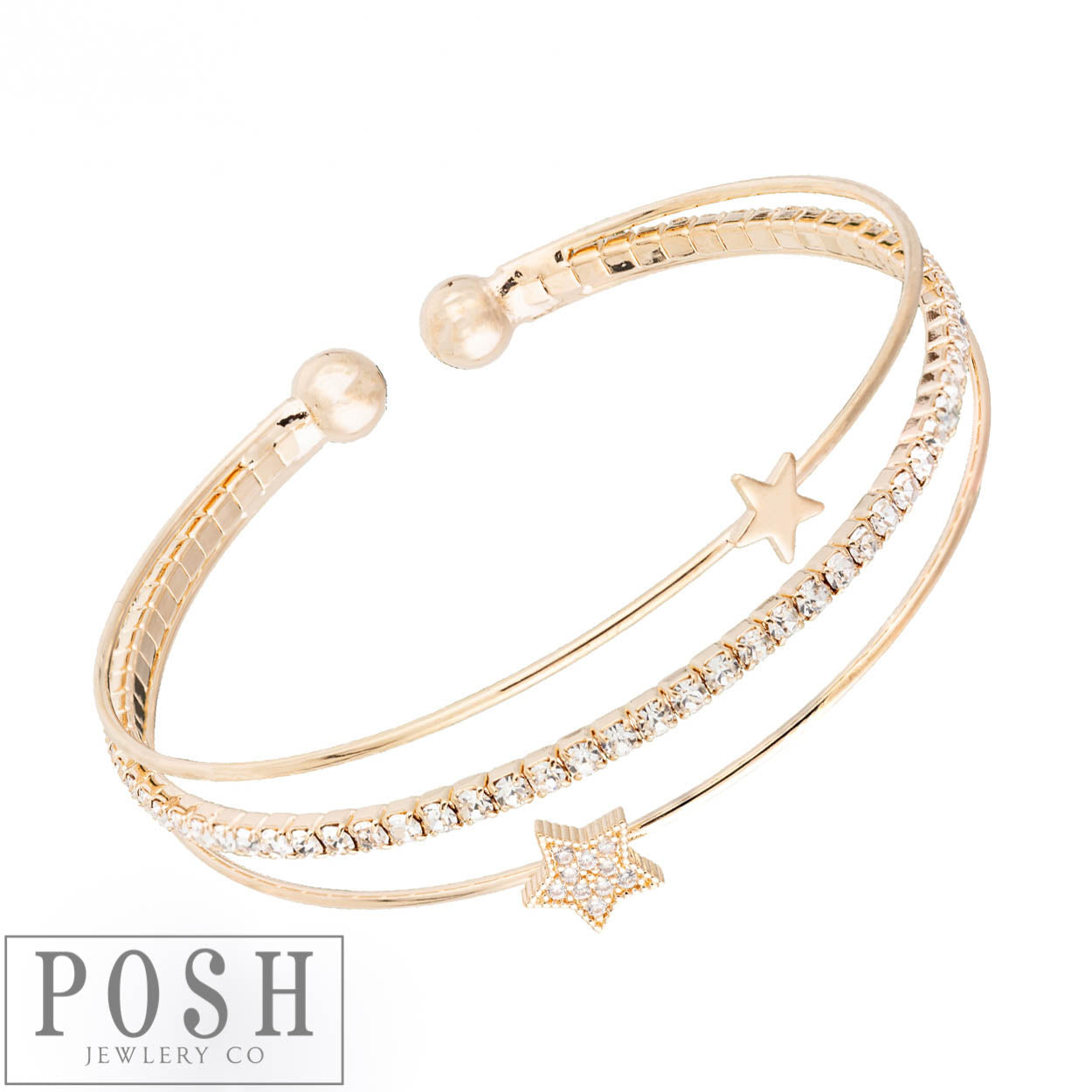 Memory wire rhinestone star bangle, last call