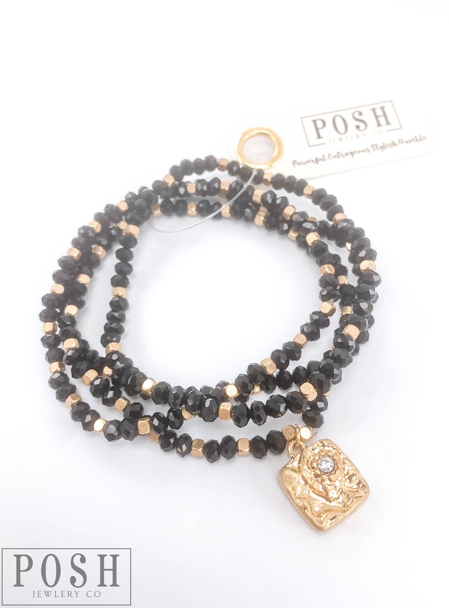 Crystal bracelet with nugget charm, last call