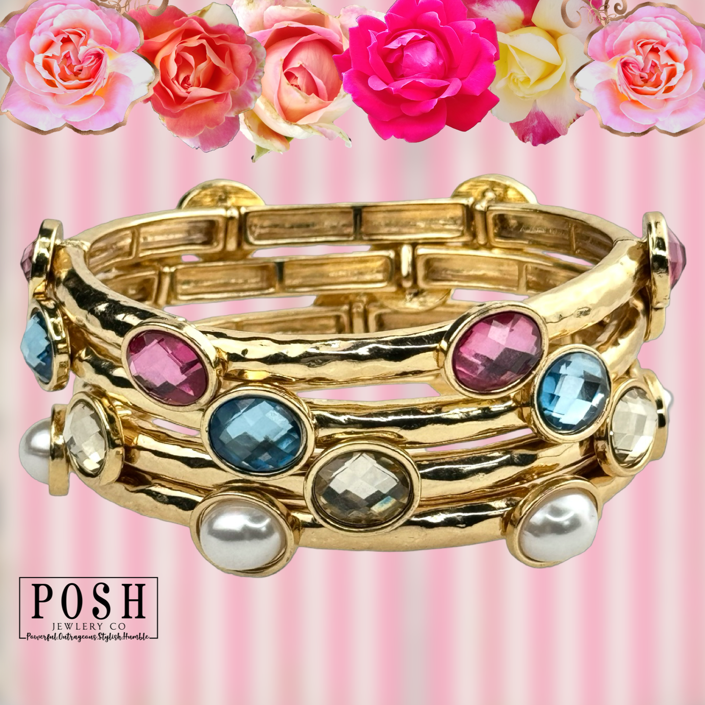 Faceted oval crystal bracelet