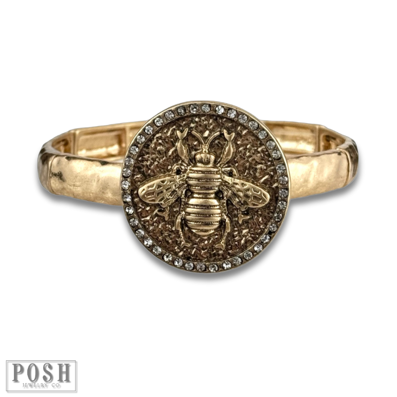 Gold bee cuff bracelet