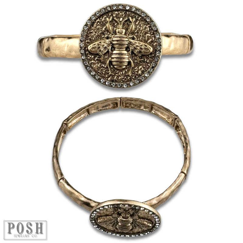 Gold bee cuff bracelet