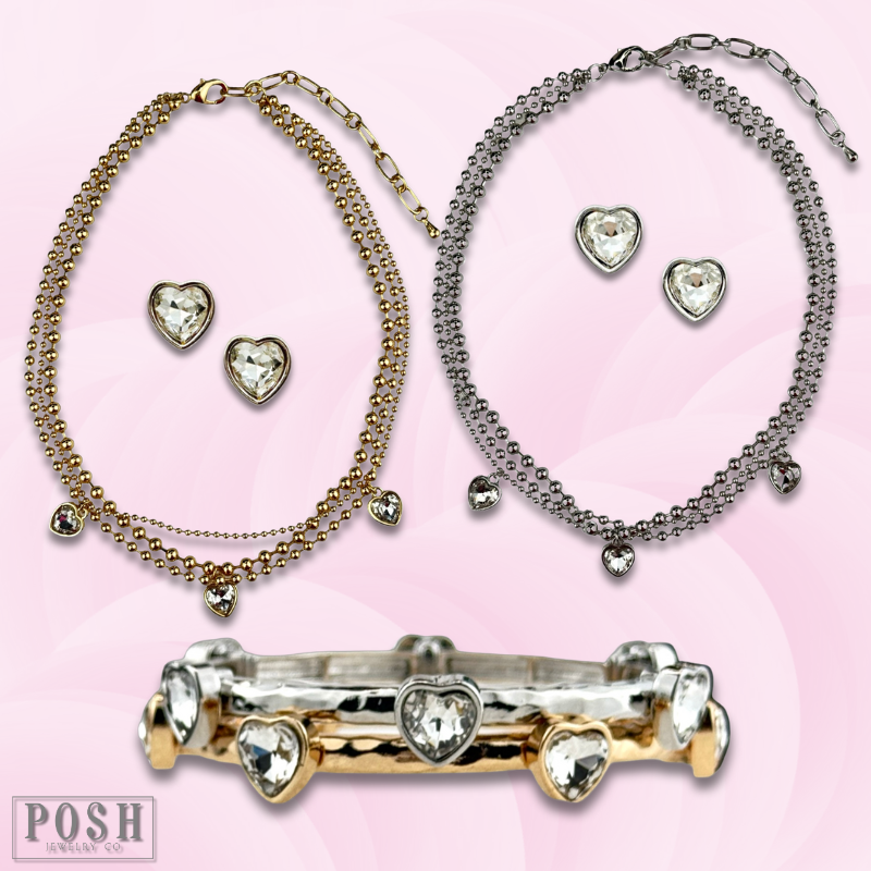 Rhinestone heart stud earring