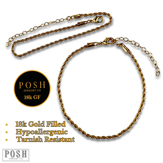 Rope chain bracelet, 18k gold filled