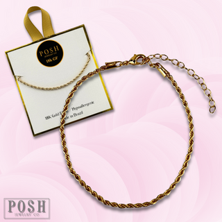 Rope chain bracelet, 18k gold filled