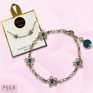 Daisy chain bracelet, 18k gold filled