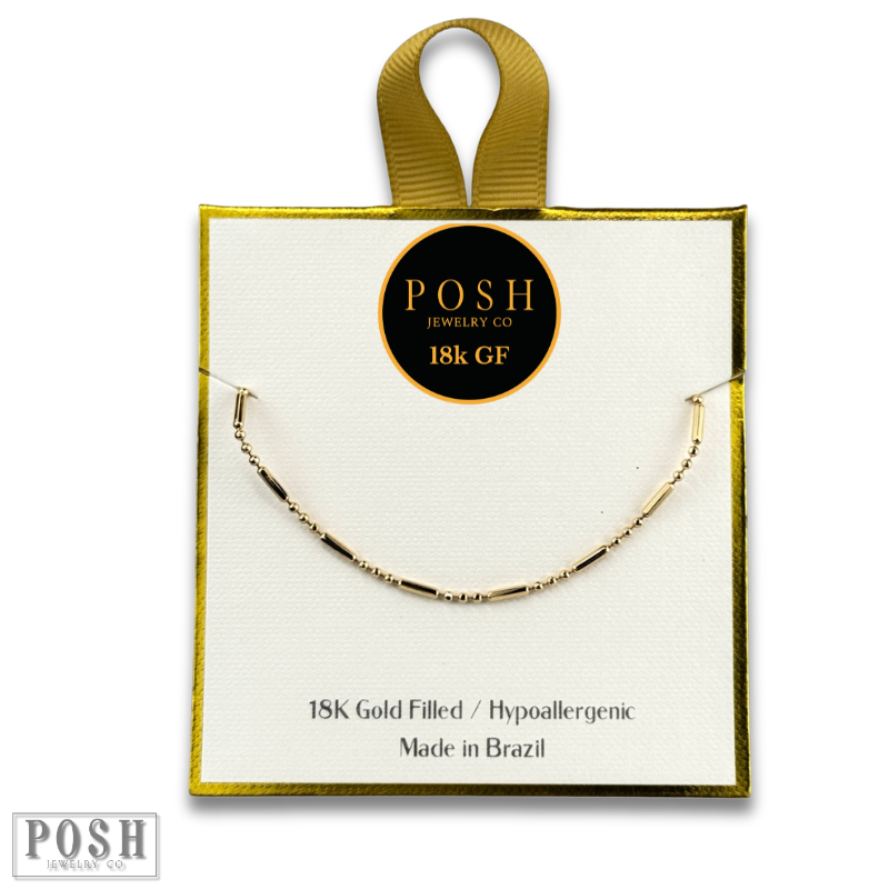 Dot dash chain bracelet, 18k gold filled