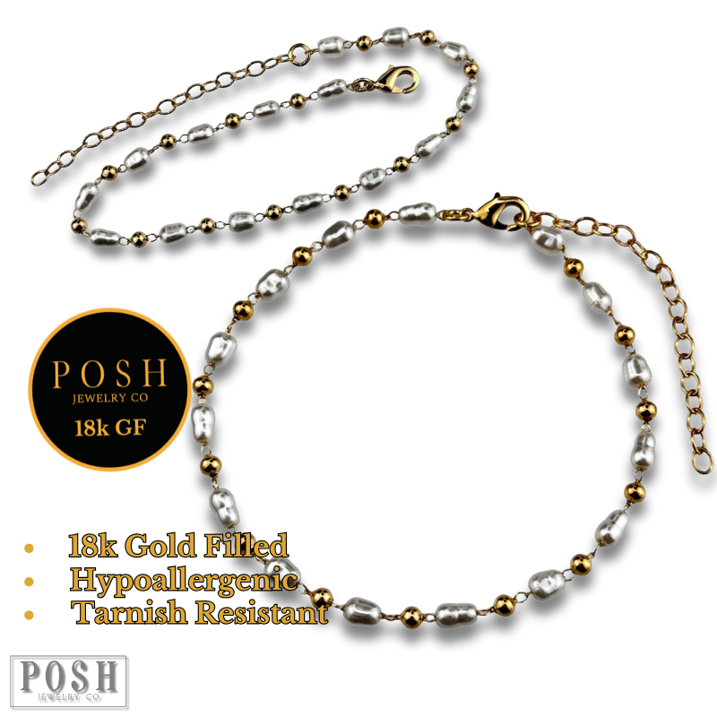 Freshwater pearl bracelet, 18k gold filled