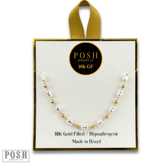 Freshwater pearl bracelet, 18k gold filled