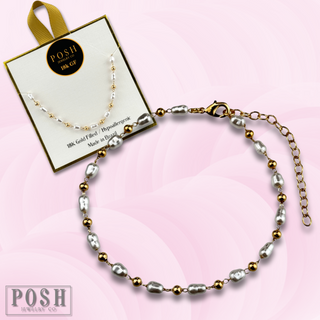 Freshwater pearl bracelet, 18k gold filled