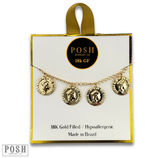 Coin charm bracelet, 18k gold filled