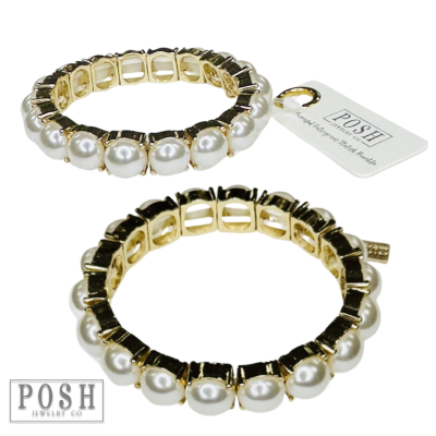 Square set pearl bracelet