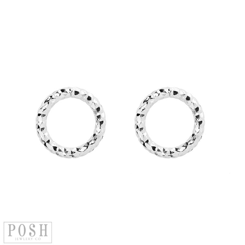 Diamond cut circle earring, last call